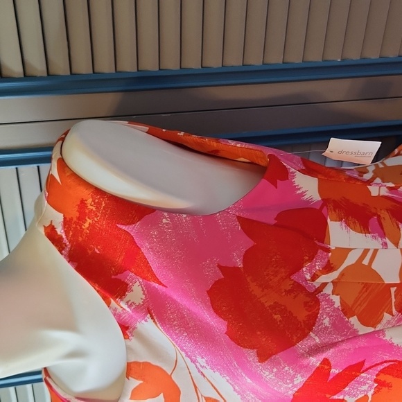 NWT Roz & Ali Pink and Orangs Floral Sleeveless Dress - Picture 7 of 14